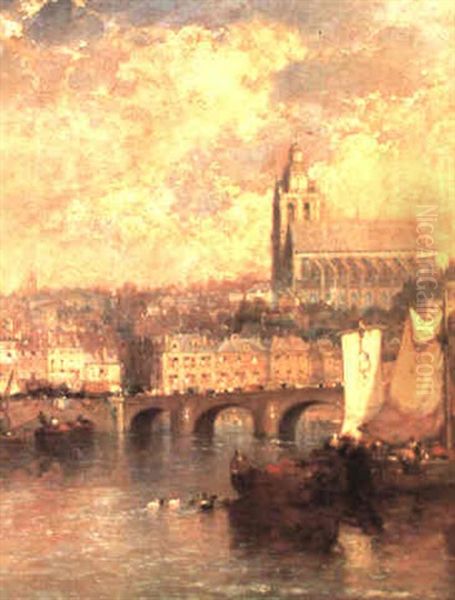 Blois On The Loire-the Cathedral Oil Painting by Arthur Joseph Meadows