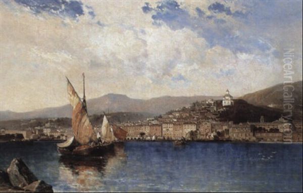 San Remo From The Mediterranean Oil Painting by Arthur Joseph Meadows