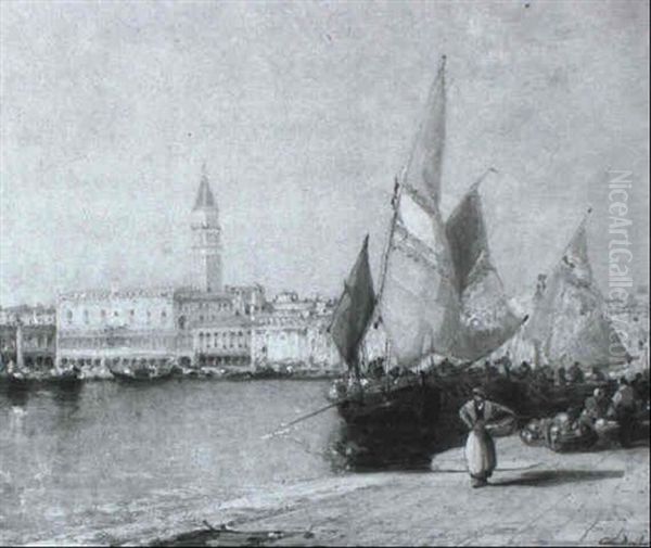 Vista With The Doge's Palace And The Campanile Oil Painting by Arthur Joseph Meadows