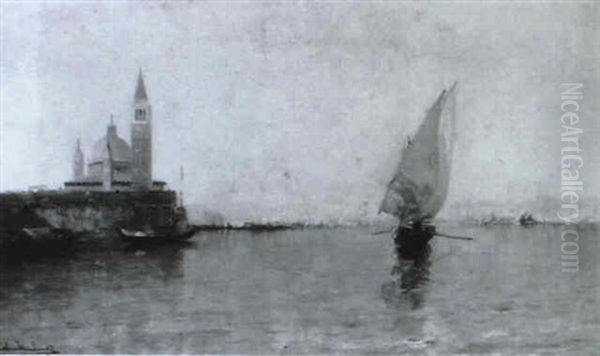 San Giorfio Maggiore Looking Towards The Entrance To Grand Canal Oil Painting by Arthur Joseph Meadows