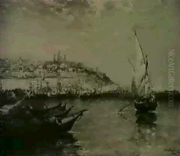 Monaco; Genoa Oil Painting by Arthur Joseph Meadows