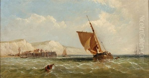 Stiff Breeze Off Dover Oil Painting by James E. Meadows