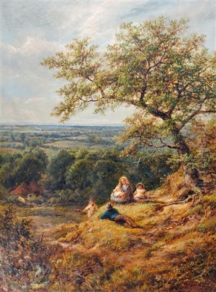 A Family Resting Near Arundel, Sussex Oil Painting by James E. Meadows