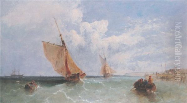 Return From The Fishing Grounds Oil Painting by James E. Meadows