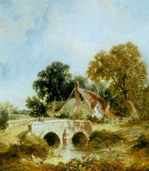 A Berkshire Cottage Oil Painting by James E. Meadows