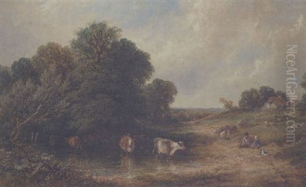 An English Idyll Oil Painting by James E. Meadows