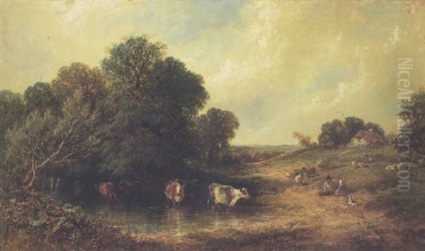 An English Idyll Oil Painting by James E. Meadows