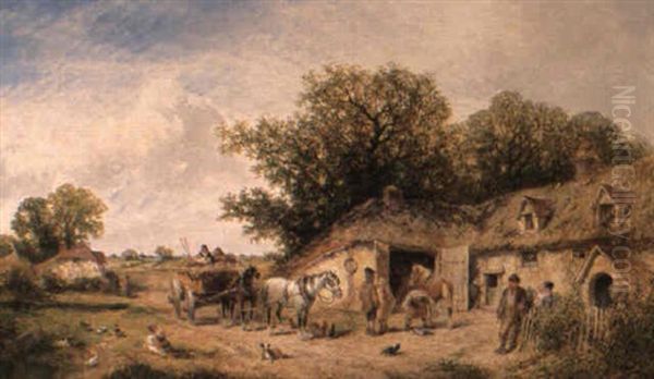 Village Blacksmith Oil Painting by James E. Meadows