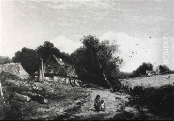 Near Guildford, Surrey Oil Painting by James E. Meadows