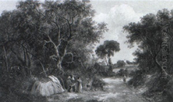 A Gypsy Encampment Oil Painting by James E. Meadows