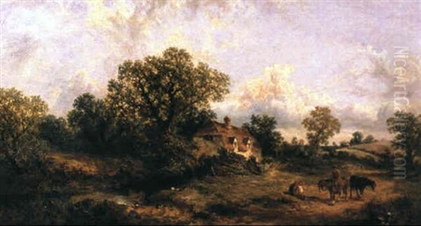 A Rustic Landscape Oil Painting by James E. Meadows