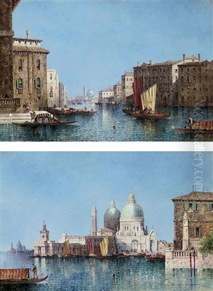 Santa Maria Della Salute From The Bacino (+ The Grand Canal, Venice; Pair) Oil Painting by William Meadows