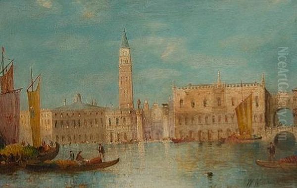 Grand Canal (+ Venice; Pair) Oil Painting by William Meadows