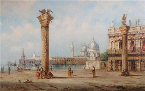 St. Mark's Steps, Venice (+ Grand Canal, Venice; Pair) Oil Painting by William Meadows