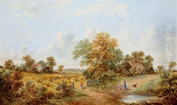 Weite Landschaft Zur Erntezeit Oil Painting by William Meadows