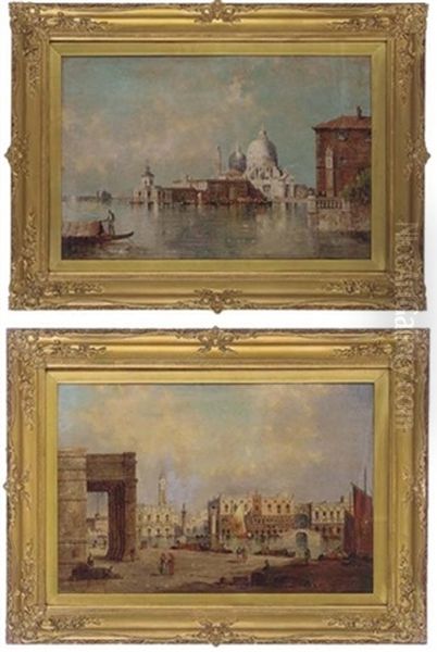 Santa Maria Della Salute (+ The Doge's Palace, Venice; Pair) Oil Painting by William Meadows