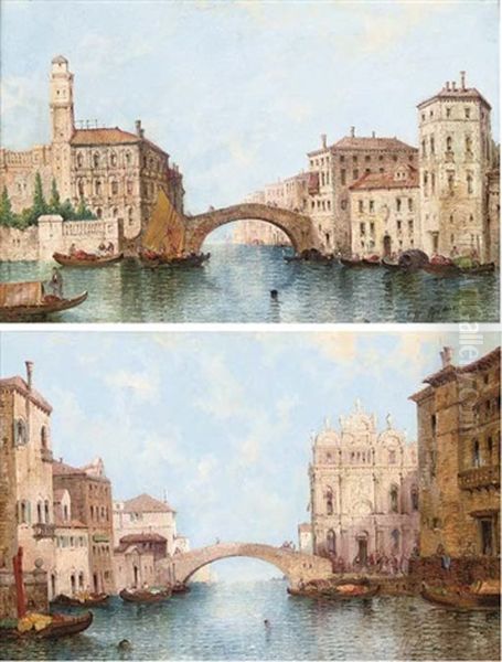 The Scuola Di San Marco From The Grand Canal (+ Off The Grand Canal, Venice; Pair) by William Meadows