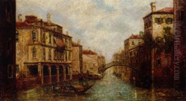 A Venetian Backwater Oil Painting by William Meadows