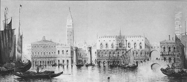 Venice, Showing The Campanile, Piazetta, Doge's Palace And Bridge Of Sighs Oil Painting by William Meadows