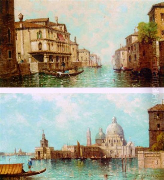 The Entrance To The Grand Canal With The Customs House And Santa Maria Della Salute Beyond Oil Painting by William Meadows