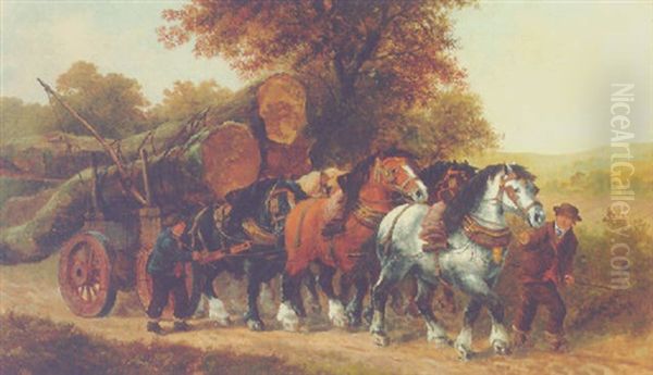 Loggers On A Country Lane Oil Painting by William Meadows