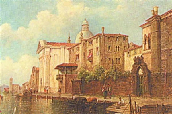 Venitian Canal Scene Oil Painting by William Meadows