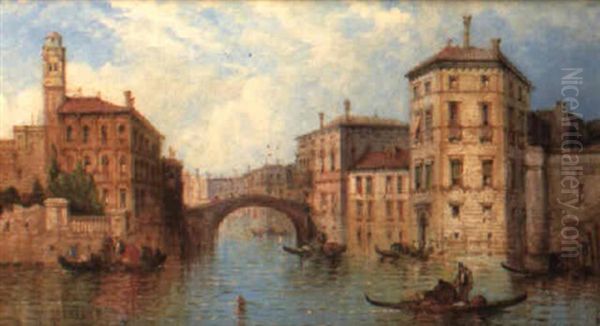 Venetian Canal Scenes Oil Painting by William Meadows