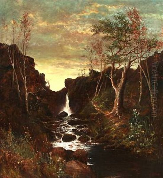 English Landscape With A Stream Oil Painting by William G. Meadows