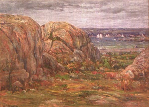 Rocks At Gloucester Oil Painting by Lewis Henry Meakin