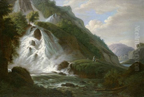 Der Unterste Reichenbachfall Bei Rosenlaui-meiringen Im Kanton Bern Oil Painting by Jacob Wilhelm Mechau