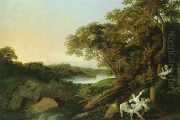 Flusslandschaft Mit Mythologischer Staffage Oil Painting by Jacob Wilhelm Mechau