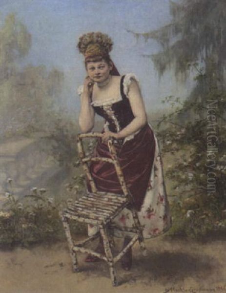 Junge Burgenlanderin In Sommerlicher Tracht Oil Painting by Hedwig Mechle-Grossmann