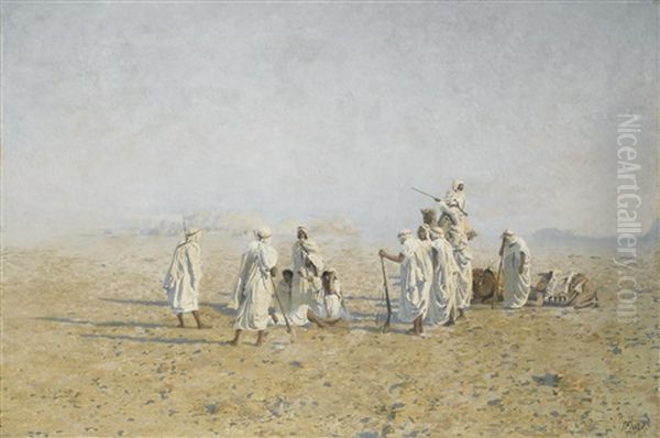 Bedouins Dans Le Desert Oil Painting by Adolf von Meckel