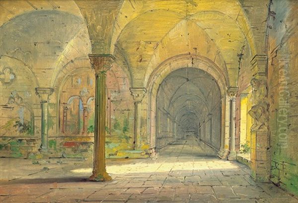 Blick In Den Kreuzgang Des Kaiserdoms In Konigslutter Oil Painting by Louis Mecklenburg