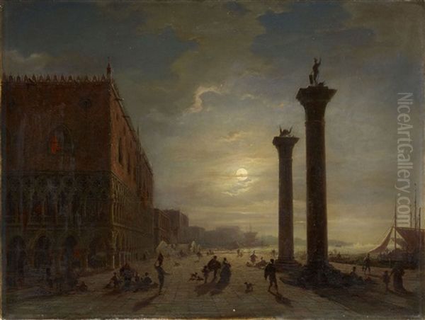 Venedig Bei Nacht Oil Painting by Louis Mecklenburg