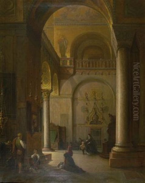 Inneres Der Basilika San Marco In Venedig Oil Painting by Louis Mecklenburg