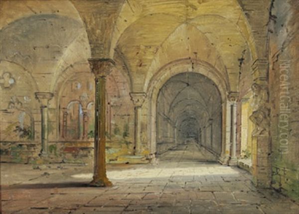 Blick In Den Kreuzgang Des Kaiserdomes In Konigslutter An Der Elm Oil Painting by Louis Mecklenburg