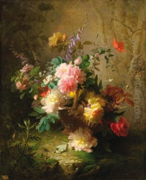 Nature Morte Aux Pivoines Oil Painting by Jules Ferdinand Medard