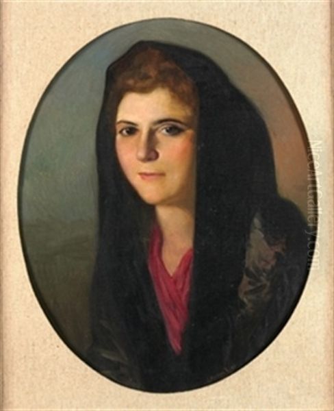 Retrato De Mujer Con Mantilla Oil Painting by Inocencio Medina Vera