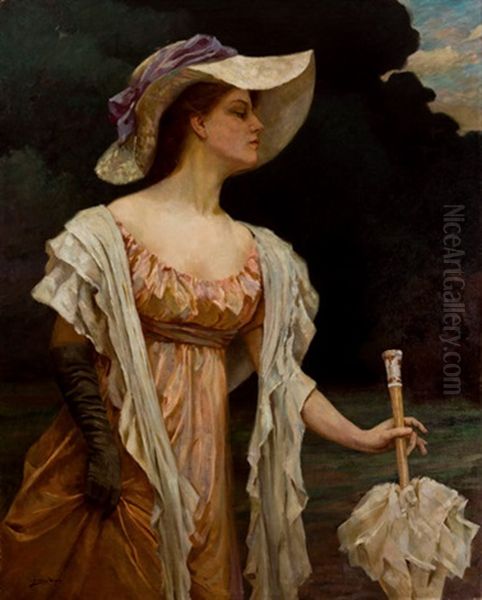 Dama Con Sombrilla Oil Painting by Inocencio Medina Vera