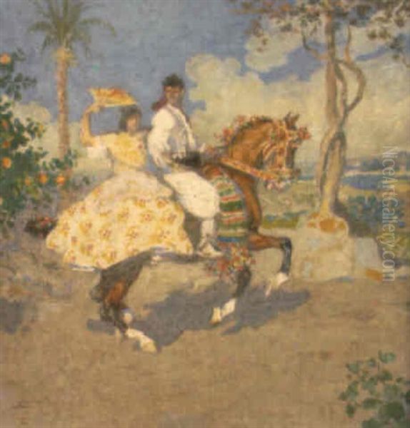 Caballistas Murcianos Oil Painting by Inocencio Medina Vera