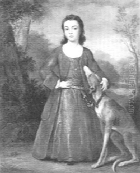 Portrait Of A Young Girl With Her Dog Oil Painting by John Medina