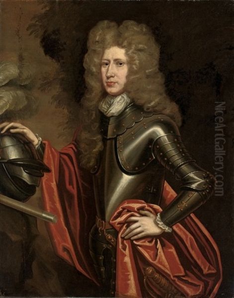 Portrait Of William Keith, 9th Earl Marischal, In Armor Oil Painting by Sir John Baptist de Medina