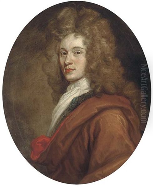 Portrait Of James Graham (1682-1742), 1st Duke Of Montrose, Half-length, In A Brown Cloak And White Cravat Oil Painting by Sir John Baptist de Medina