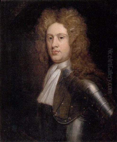 Portrait Of A Gentleman In Armor Oil Painting by Sir John Baptist de Medina