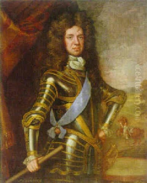 Portrait Of Prince Of Wurtemberg Standing In A Landscape Oil Painting by Sir John Baptist de Medina