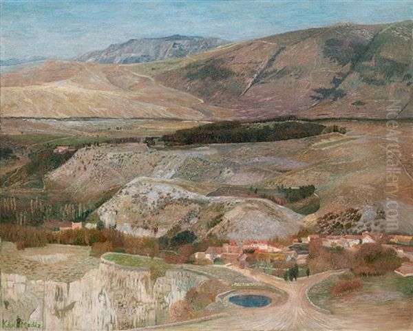 The Valley Of St. Canzian Oil Painting by Karl Mediz