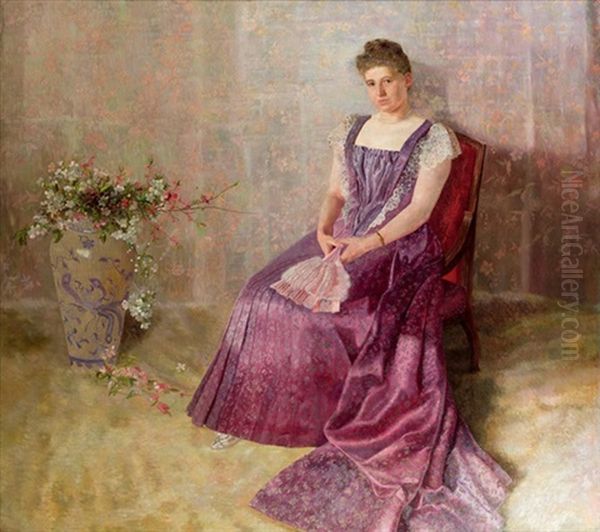 Das Lila Staatskleid - Bildnis Der Frau Von Birkenreuth Oil Painting by Karl Mediz