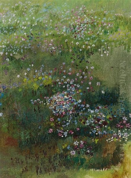 Blumenwiese Oil Painting by Karl Mediz