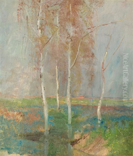 Birches (chotbor) Oil Painting by Emilie Mediz-Pelikan